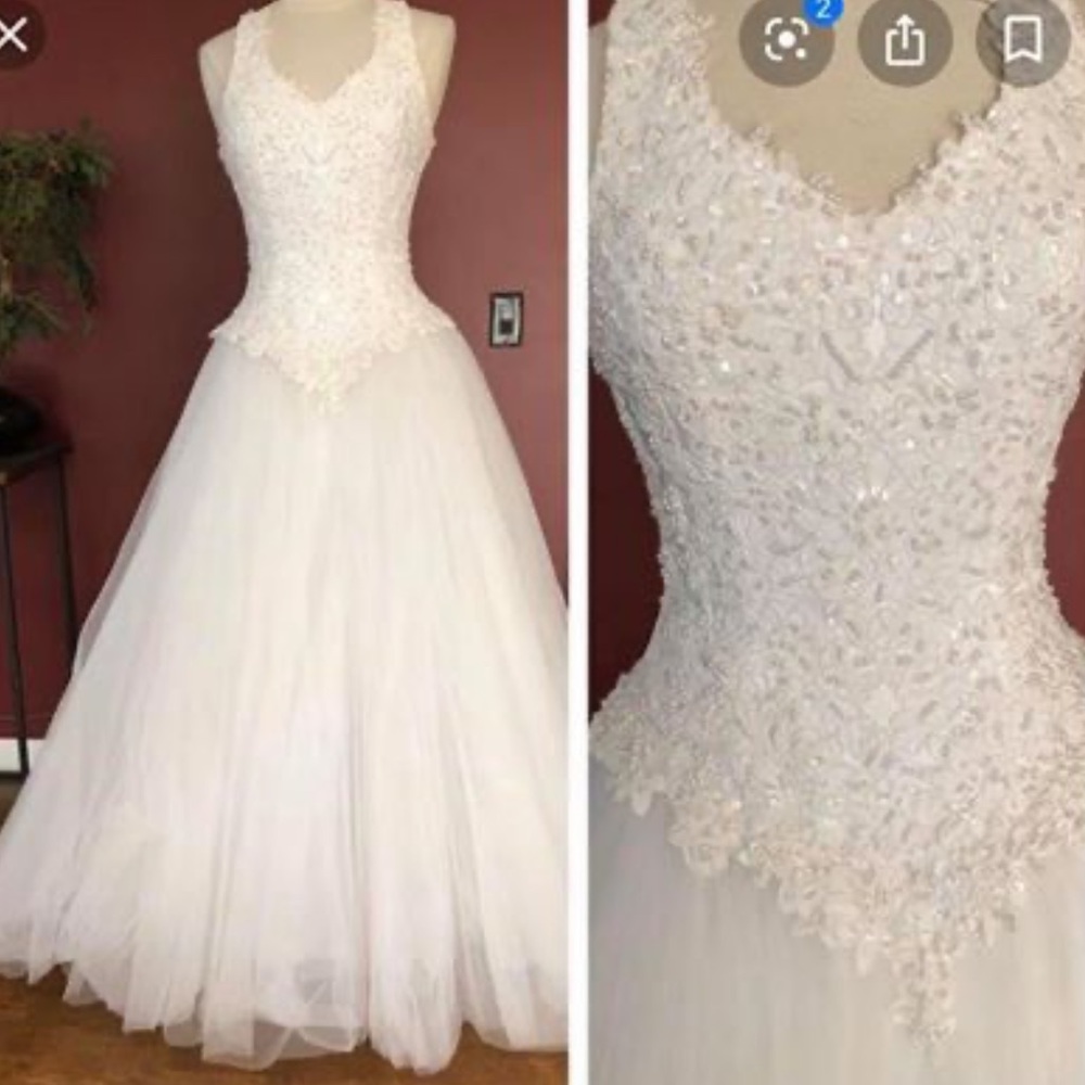 Oleg Cassini Beaded Halter Wedding Dress Style6280